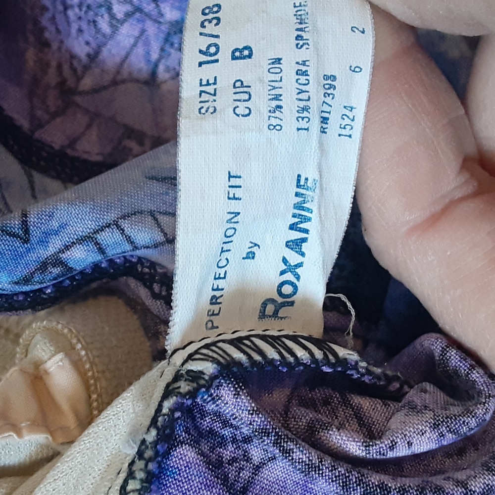 ROXANNE  PURPLE,BLUE FLORAL ONE PIECE SWIMSUIT WITH SKIRT, 16/38B - Picture 8 of 11